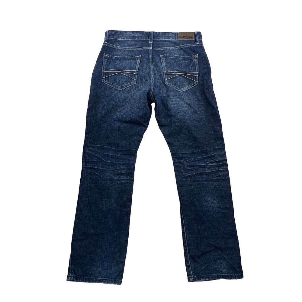 Express Men Jeans Size 32 x 30 Inseam Slim Straight Blue Dark Wash Rocco 66-13